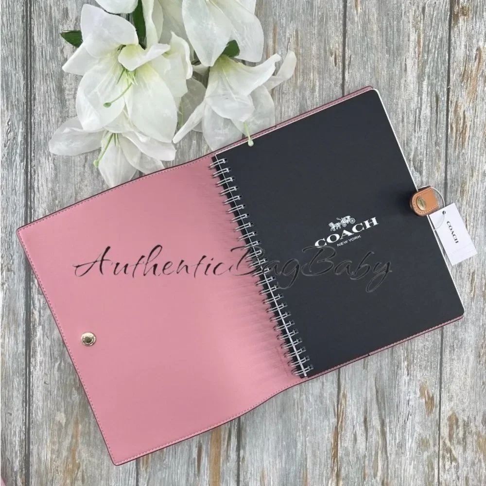 Coach Notebook In Signature Canvas In Powder Pink & Smooth Leather - Picture 2 of 5